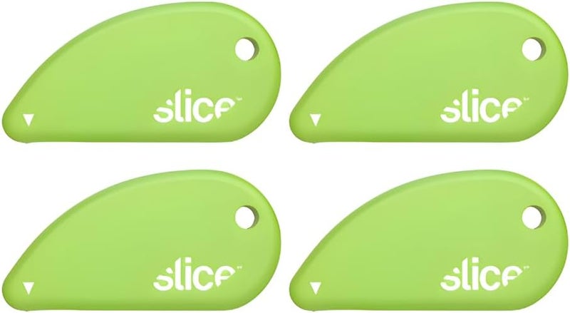 Slice Micro Safety Cutter | Safe Ceramic Box Cutter Lasting 11x Longer than Metal | Keychain Box Opener | 4 Pack | Green - Image 1